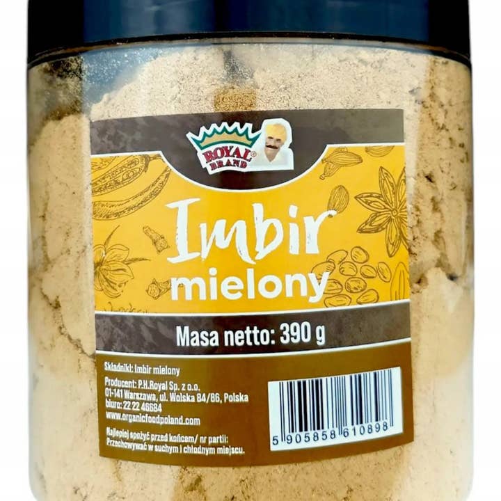 Imbir moulu dans un grand joli bocal réutilisable 390g Bon Réchauffant pour la vente par Royal Brand