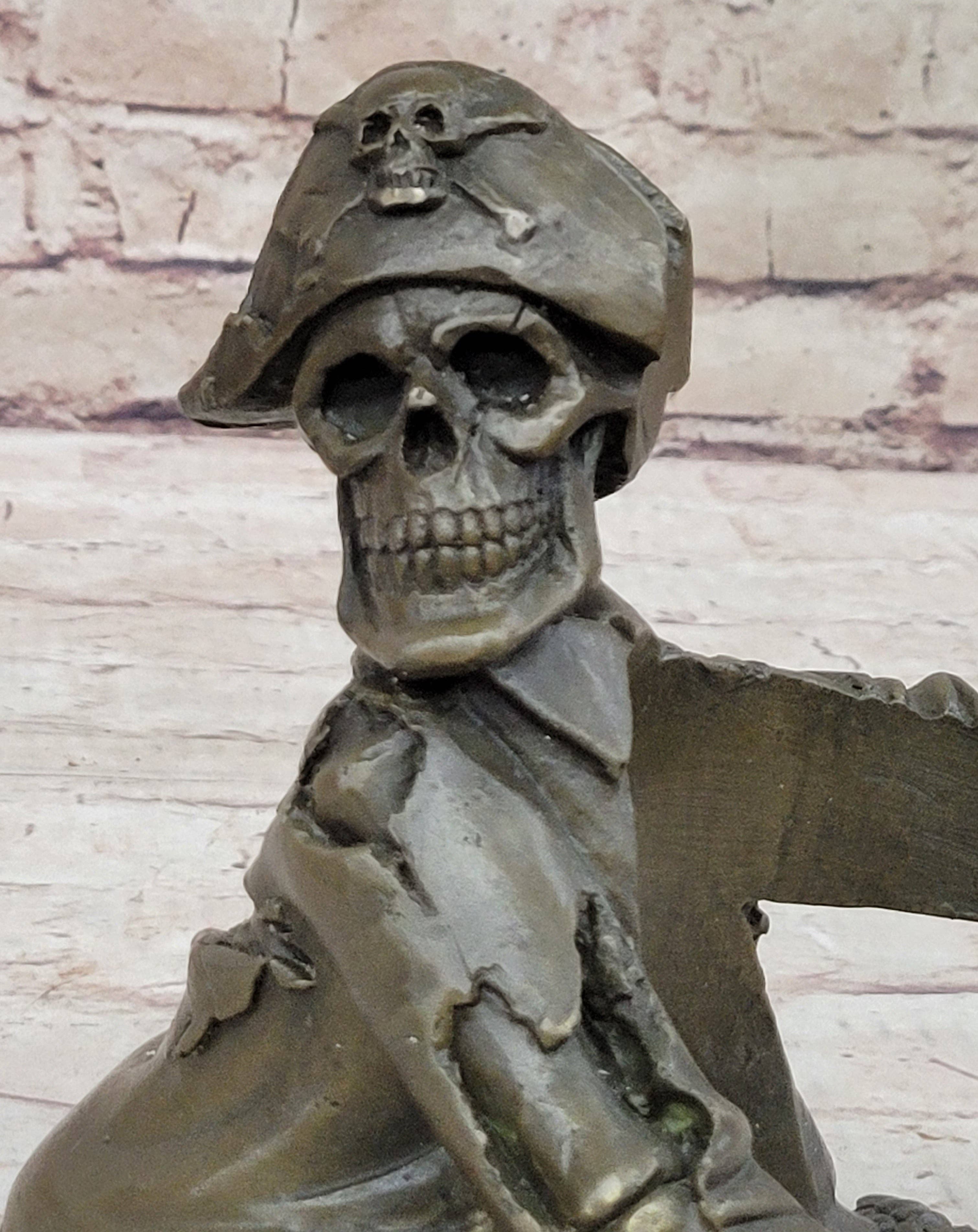 Bronzhaus - Wholesale Sculpture - Pirate Skeleton Wine Holder Bronze Statue Sculpture Figurine Home Decor5
