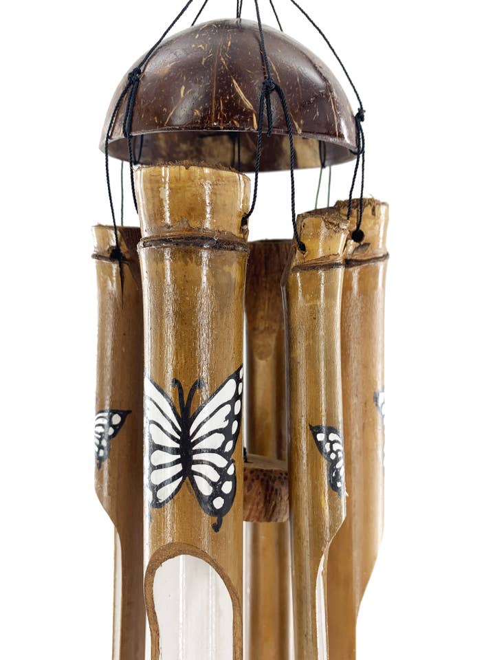 Bamboo 24 inch Butterfly Wind Chime Gifts for wholesale by Weathered Raindrop