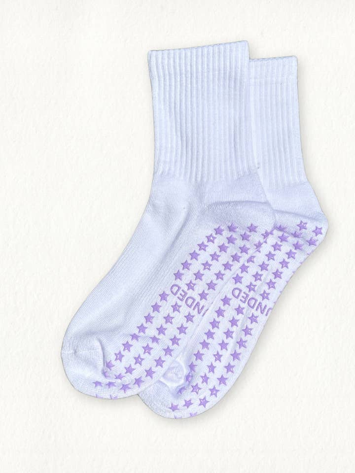 Grounded Grip Socks - Wholesale Socks – Women's - White Crew Grip Socks1