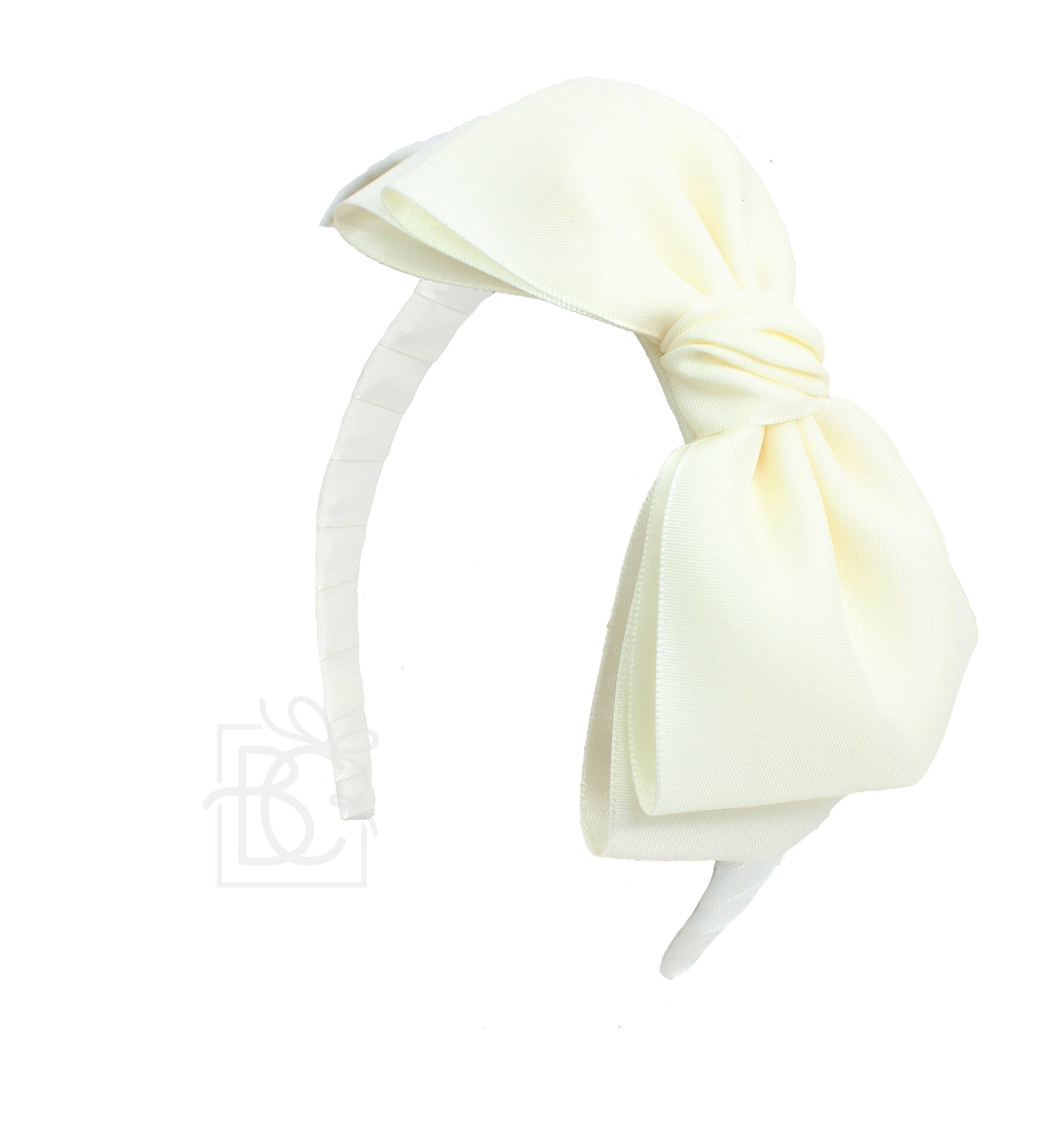 Beyond Creations, LLC - Wholesale Fashion Headband - Kids - 3/4" Hard Headband W/ 6.5" Opaque Satin Bow0
