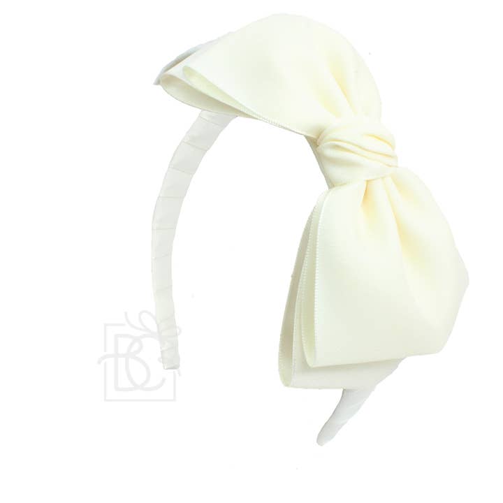 Beyond Creations, LLC - Wholesale Fashion Headband - Kids - 3/4" Hard Headband W/ 6.5" Opaque Satin Bow