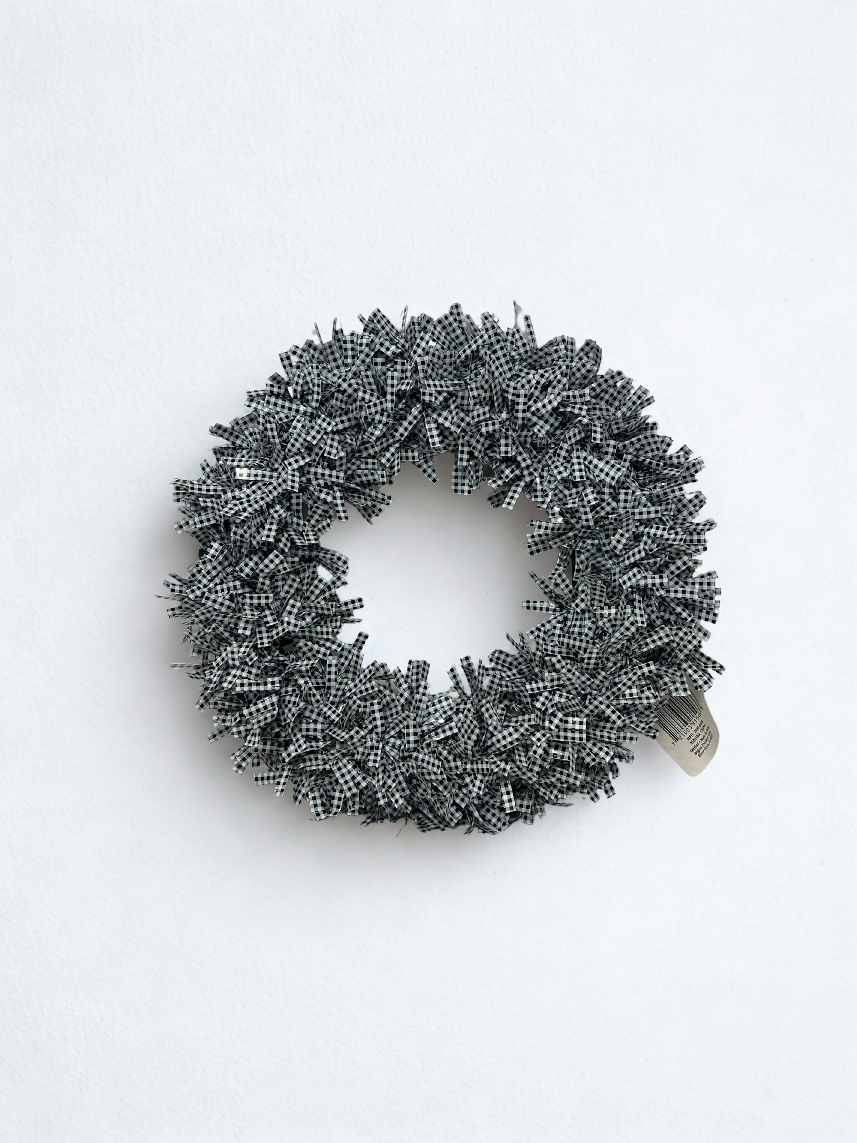 USA HomeMax - Wholesale Wreath - 11" Tinsel Wreath Buffalo Plaid Assorted Colors1