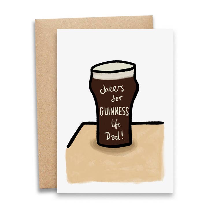 Debmon Design - Vendita all'ingrosso Biglietti per la Festa del Papà - Cheers Dad | Guinness Pun | Biglietto per la Festa del papà
