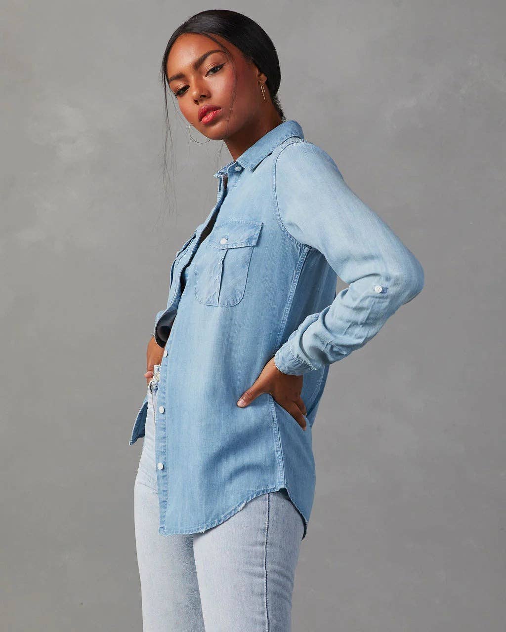 Marayn - Wholesale Button Down Shirt - Women's - Chic 2025 European Fall Casual Denim Shirt Women17