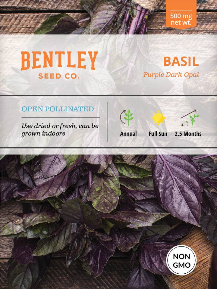 Basil, Purple Opal Seed Packets for wholesale by Bentley Seed Co.