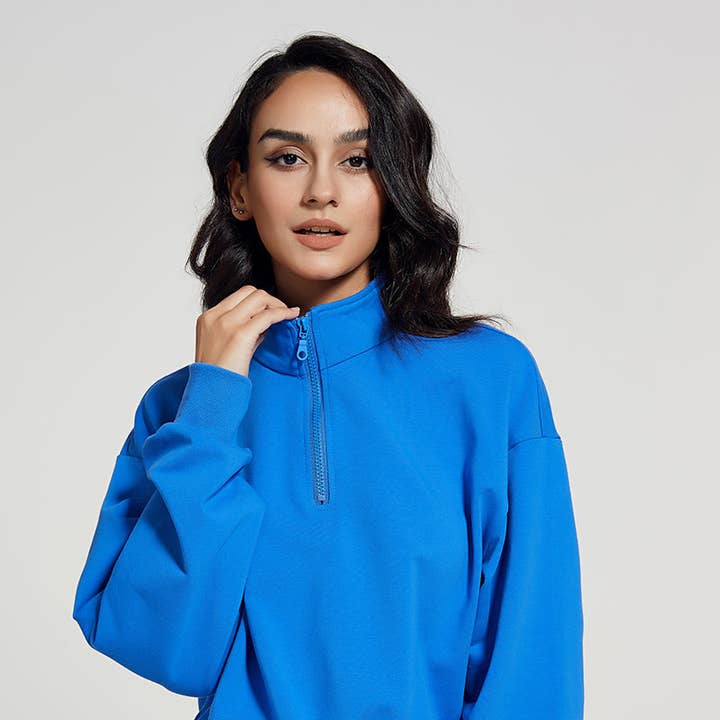 Half-zip Stand-up Collar Sweatshirt - Cropped Design and other Purchase Wholesale half zip hoodie. Free Returns & Net 60 Terms on Faire trending on Faire.