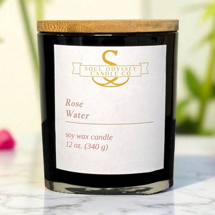 Rosenvattenljus | 12 oz för wholesale av Soul Odyssey Candle Co