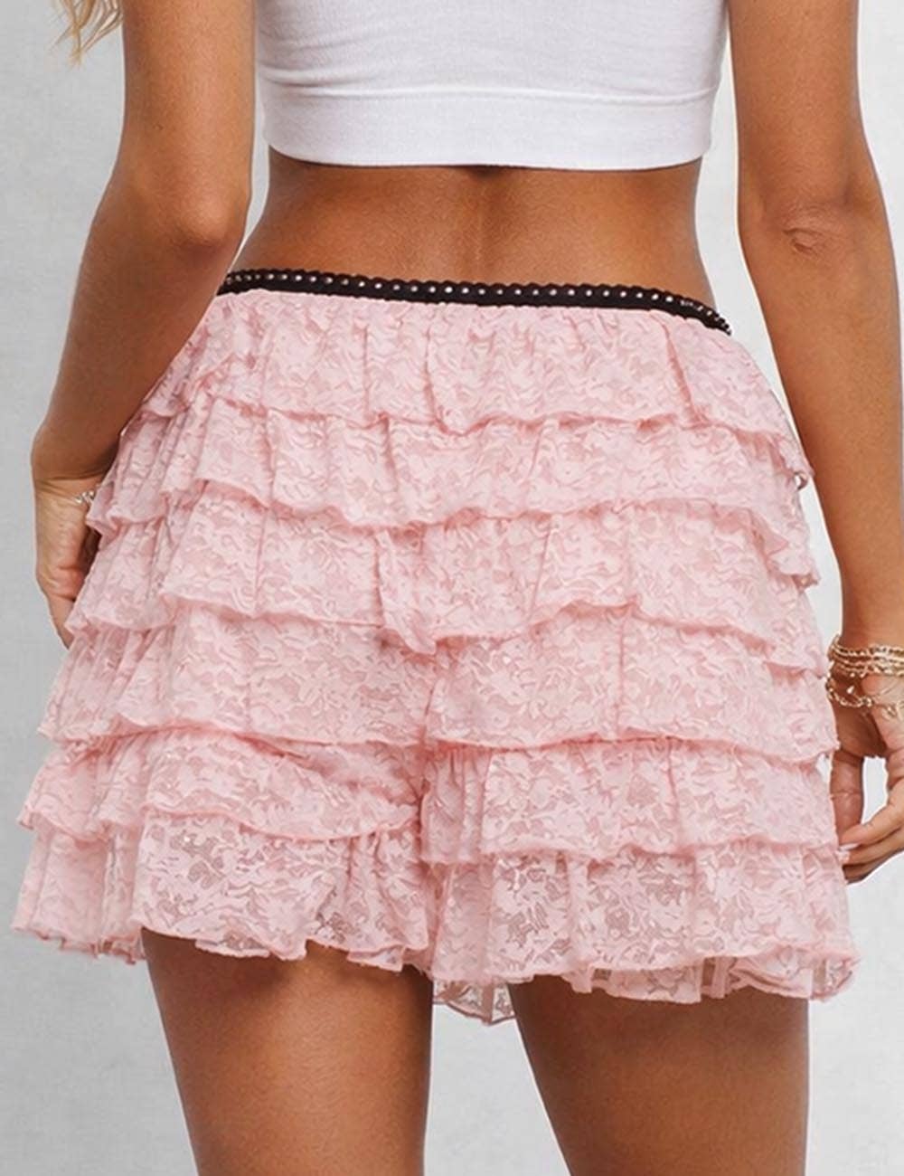 Sweetkama - Vente Short – femme - Short en dentelle florale pour femmes avec taille élastique SKS4130811