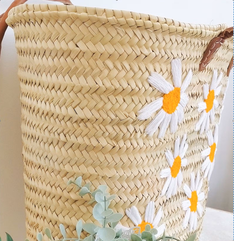 craftberber – Engroshandel Strandtaske – Fransk markedspose, Halmpose med læderhåndtag, Strandtaske2