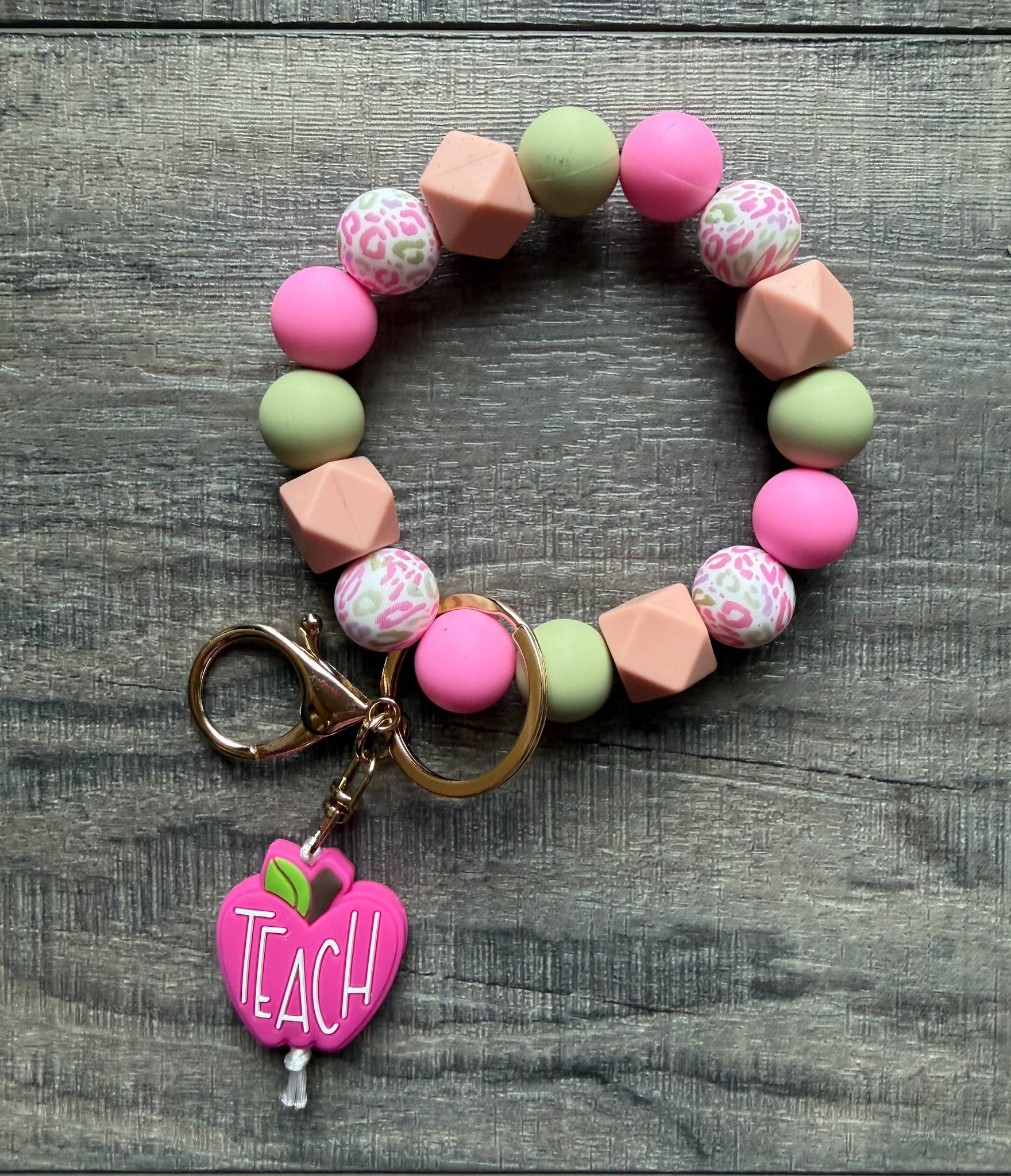 JILLIAN INK LLC - Wholesale Keychain - Women's - Pretty Pink Apple Colorful Teacher Keychain2