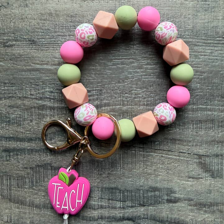 JILLIAN INK LLC - Wholesale Keychain - Women's - Pretty Pink Apple Colorful Teacher Keychain2