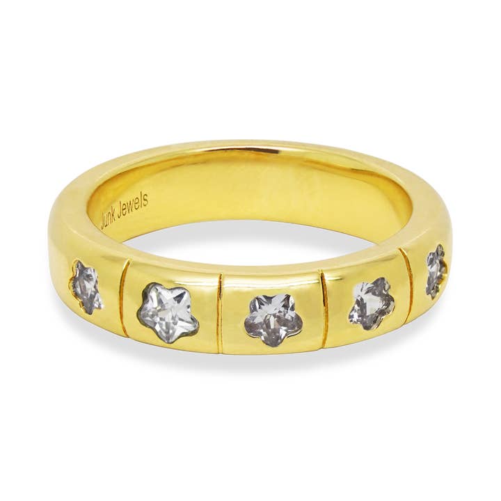 Flower Gemstone Ring for wholesale by Junk Jewels Ltd