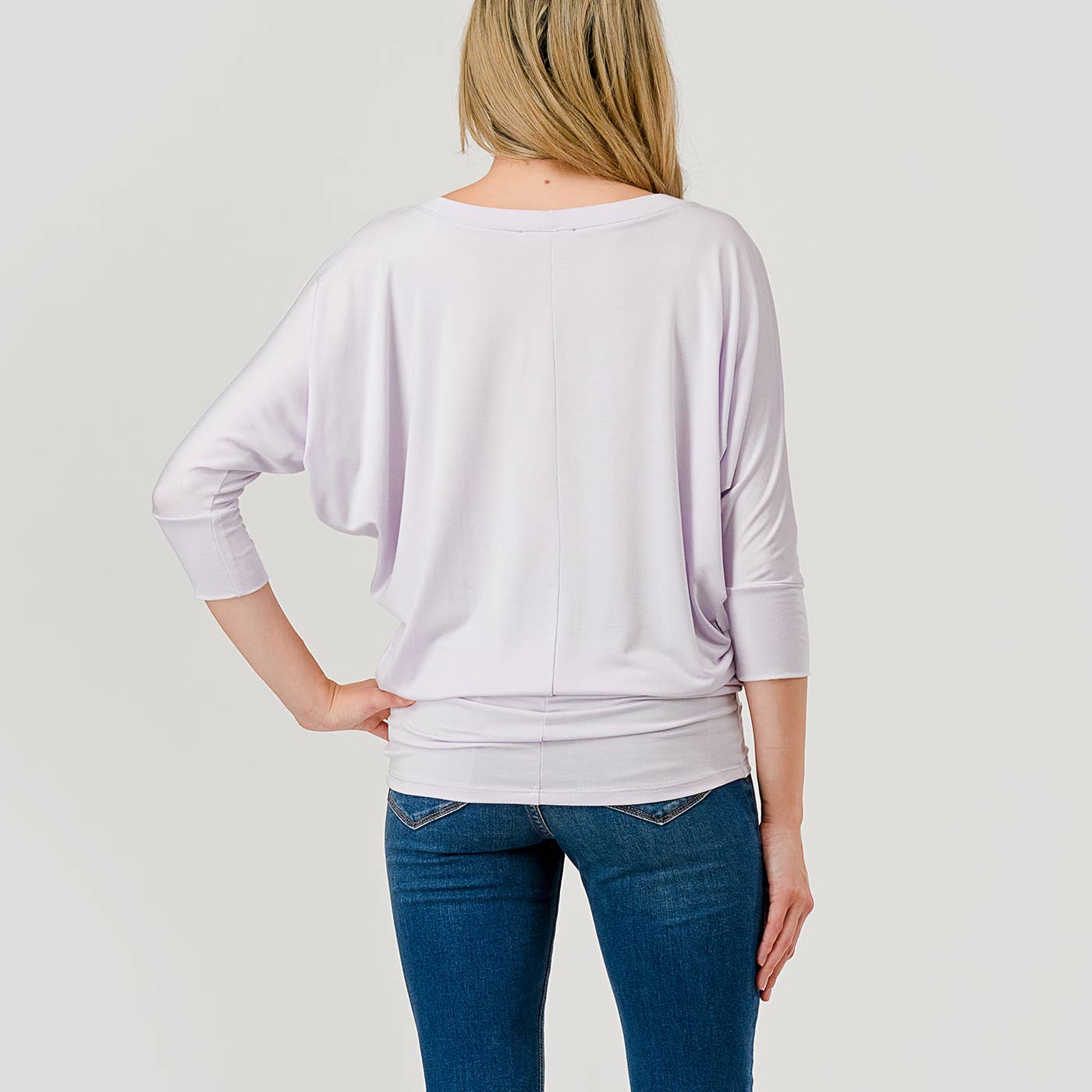 Heimious - Wholesale Knit Top - Women's - 3/4 Dolman Sleeve Round neck Modal Jersey  Top, 250339