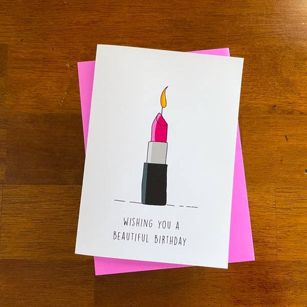 Stone Donut Design, LLC – Großhandel Geburtstagskarten – Schöne Geburtstag Lippenstift Influencer-Karte
