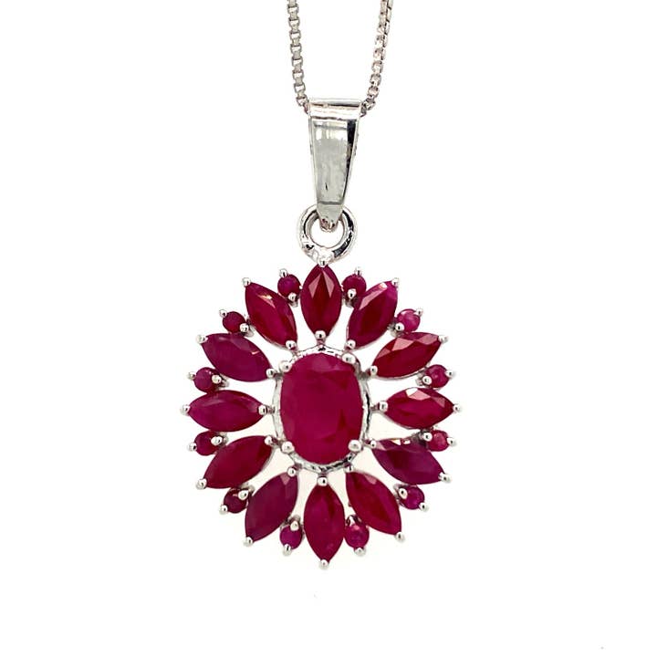 Ruby Pendant in .925 Sterling Silver - KSP 37228 for wholesale by Kotawala Jewels