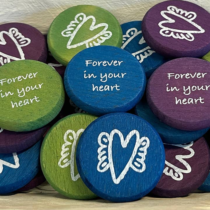 Grief Support Wood Coin Token - Forever in your heart for wholesale by SHOPGIVECOURAGE