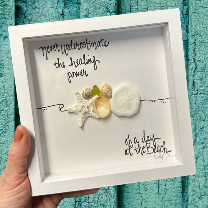 Healing Beach MINI - Sea Glass Art - 6x6 Framed for wholesale by Back Bay Designs