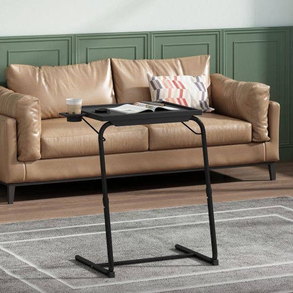 Hard Rock Health Stores - Vente Tables d'appoint - Plateau TV réglable avec porte-gobelet ; table de dîner pliable avec 6 réglages de hauteur et 3 angles d'inclinaison1
