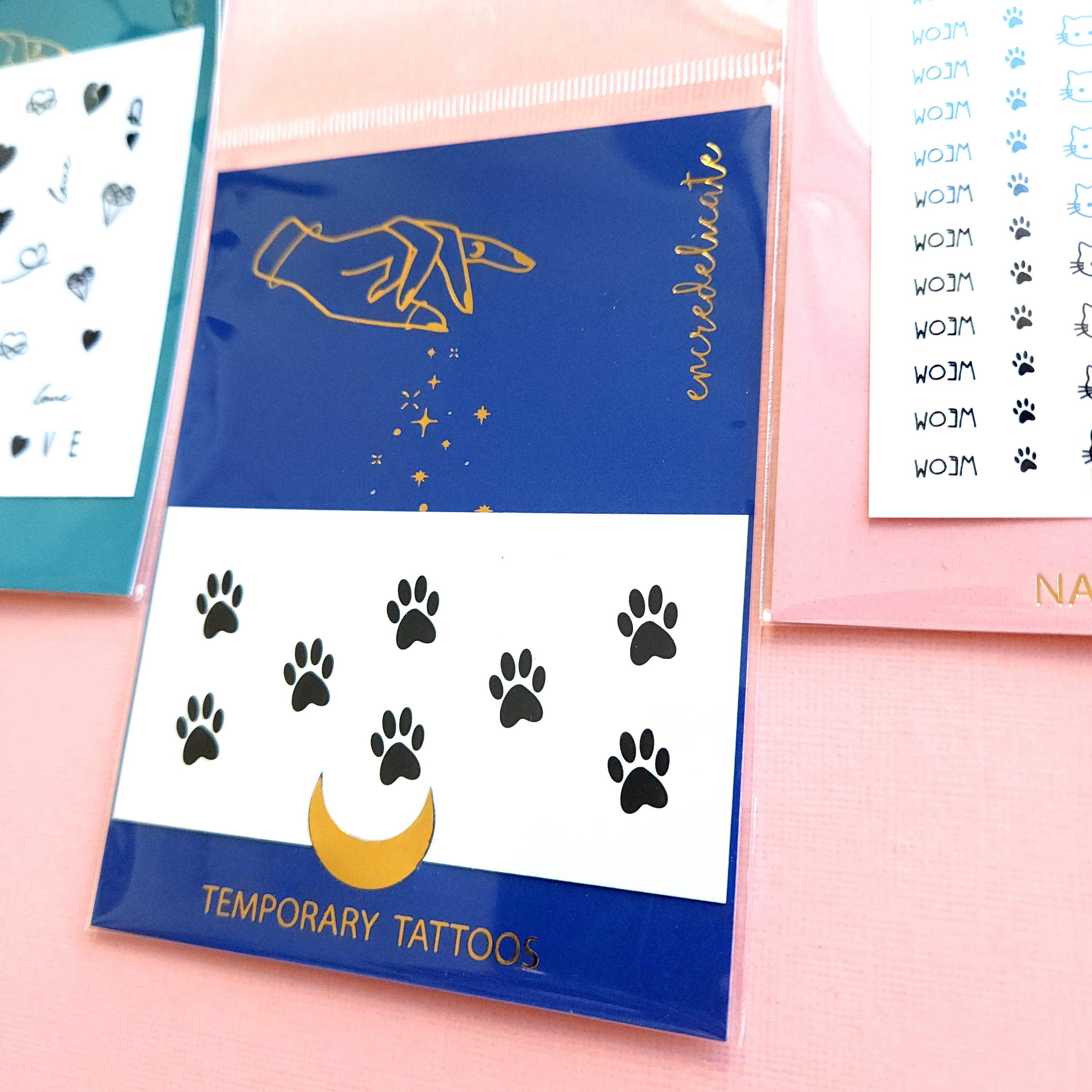 encredelicate - Vendita all'ingrosso Tatuaggi temporanei - Tatuaggi temporanei impronta di zampa di gatto (set da 8)2