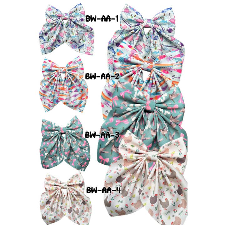 Kids Charm Online - Wholesale Hair Bow - Kids - Multi-Printed Coquette hair bows. (4PCS/$10.00 )BW-2025-7