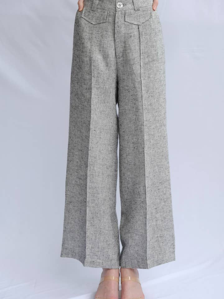 Pantalon en tweed 100 % lin Kelly pour la vente par All Bodies
