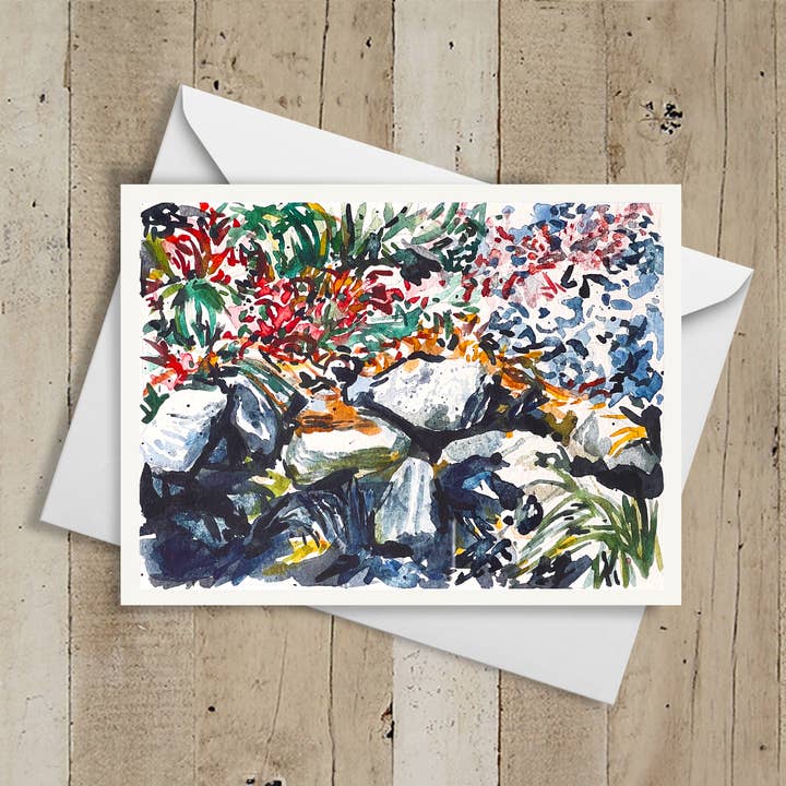 Watercolor Garden Note Card Greeting Single for wholesale by Russell Brandwein