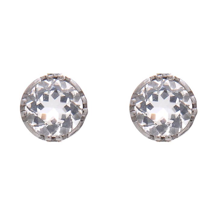 Boucles d'Oreilles Solitaire Cristal de Roche Argent Doré pour la vente par PORTUGAL JEWELS