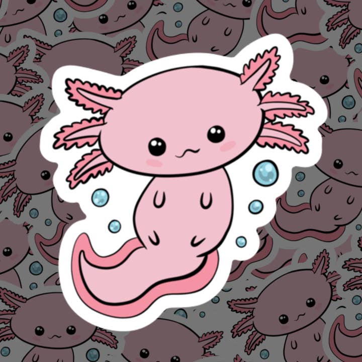 Bubbly Axolotl klistermærke for engroshandel hos GlassFairies