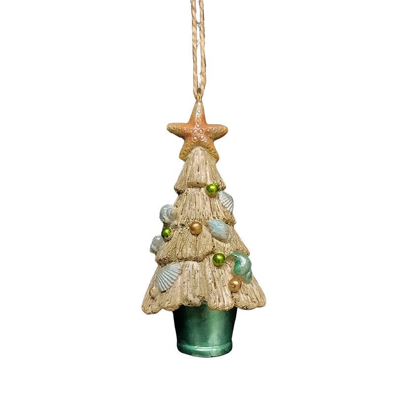 CB Home Collection - Wholesale Ornament - Tree in a Bucket Christmas Tree 5" Resin Coastal Ornament0