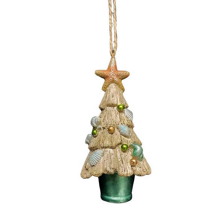 CB Home Collection - Wholesale Ornament - Tree in a Bucket Christmas Tree 5" Resin Coastal Ornament