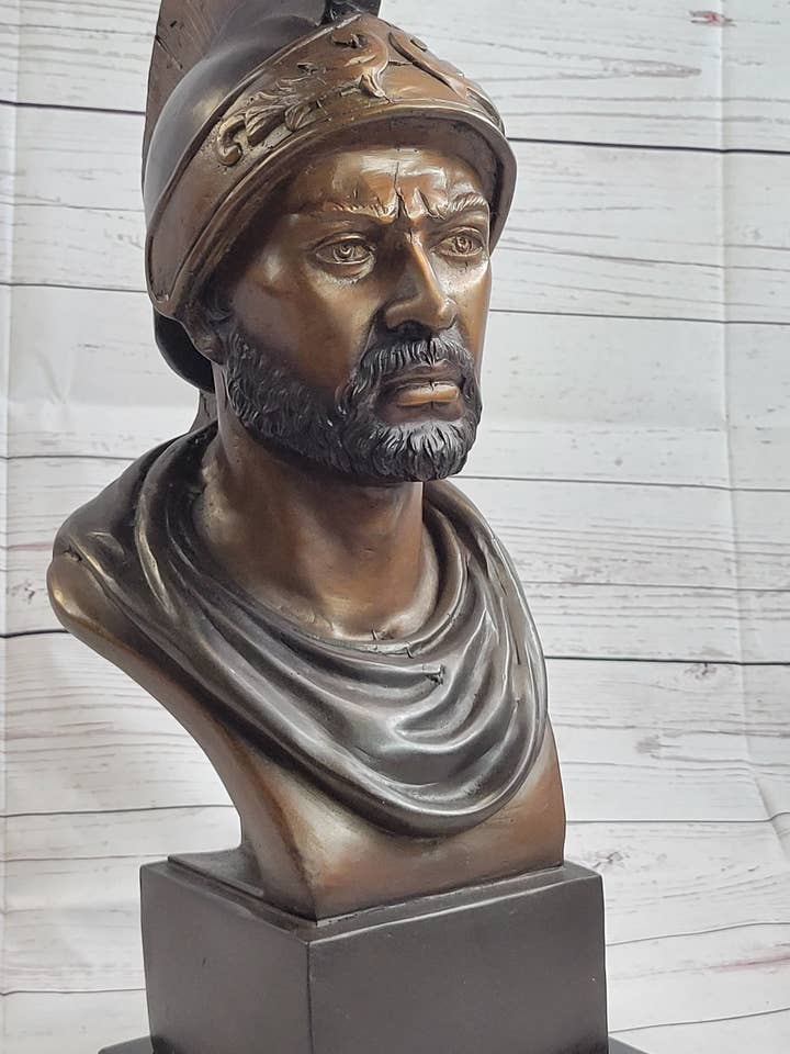 Auguste Moreau Greek or Roman Soldier Bust Vintage Bronze Statue Sculpture 19" x 11" for wholesale by Bronzhaus