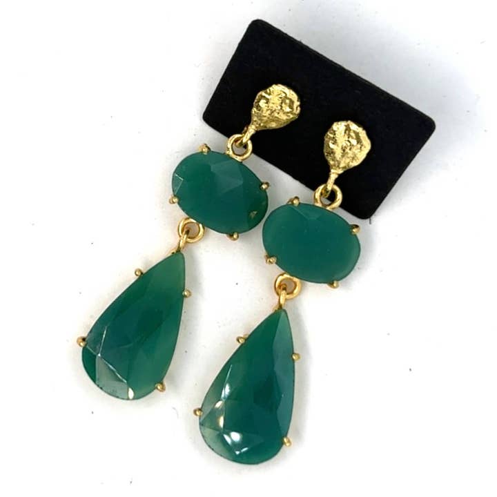 Sage Statement oorbellen voor wholesale door Gemajesty Jewellery