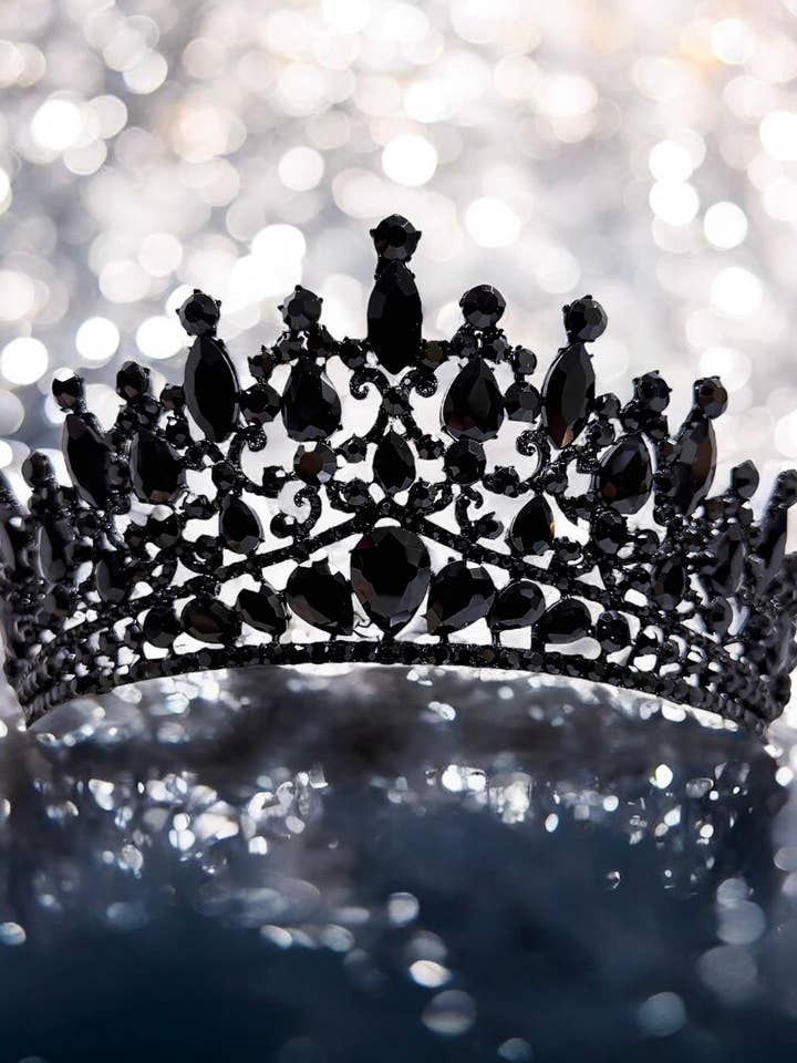 Gothic Wedding Headpiece, Witch Queen Tiara, Black Crystal for wholesale by Happy Dream Gifts