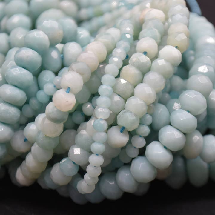 Grade A Natural Amazonite Faceted Rondelle Spacer Beads for wholesale by Oriental Direct Craft Supplies