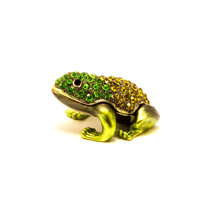 Ciel Collectables - Wholesale Jewelry Box/Organizer - Small Frog Trinket Box. Hand Set Green Swarovski Crystals