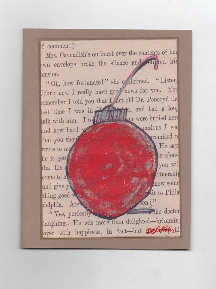 Ornement rouge, carte de vœux pour la vente par Noteworthy Crafts