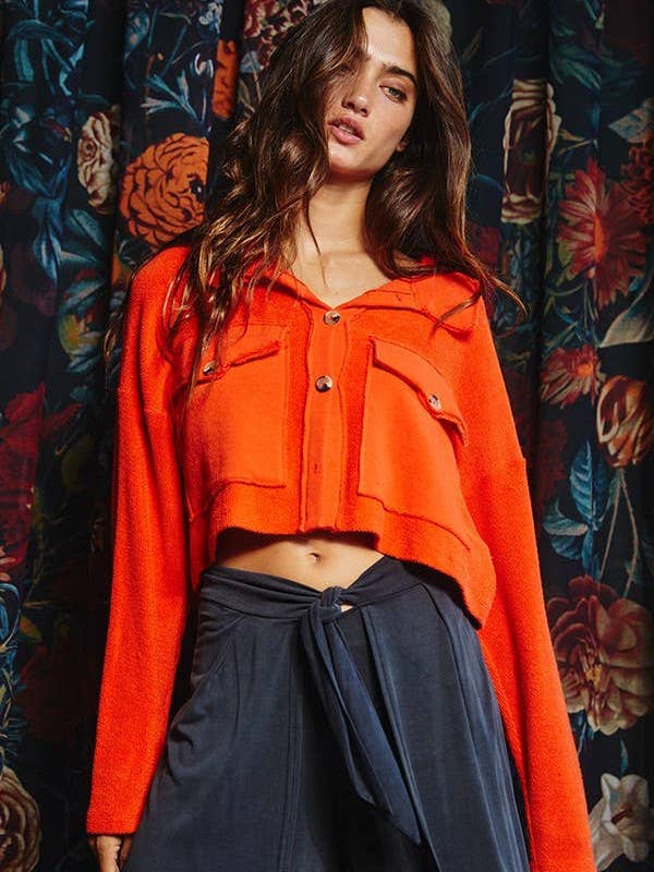 BUCKETLIST OUTLET - Wholesale Shirt Jacket/Shacket - Women's - T1602 OUTLET SALE Cropped Shirt Jacket Shacket