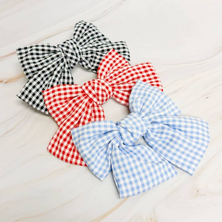 Ellison+Young - Wholesale Hair Clip - Women's - Gingham Bow Pretty Bow Hair Clip
