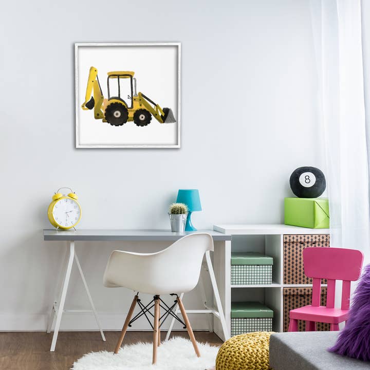 Stupell Industries - Vendita all'ingrosso Decorazione da parete - Bambini e neonati - Arte Incorniciata con Bulldozer Semplice Giallo28