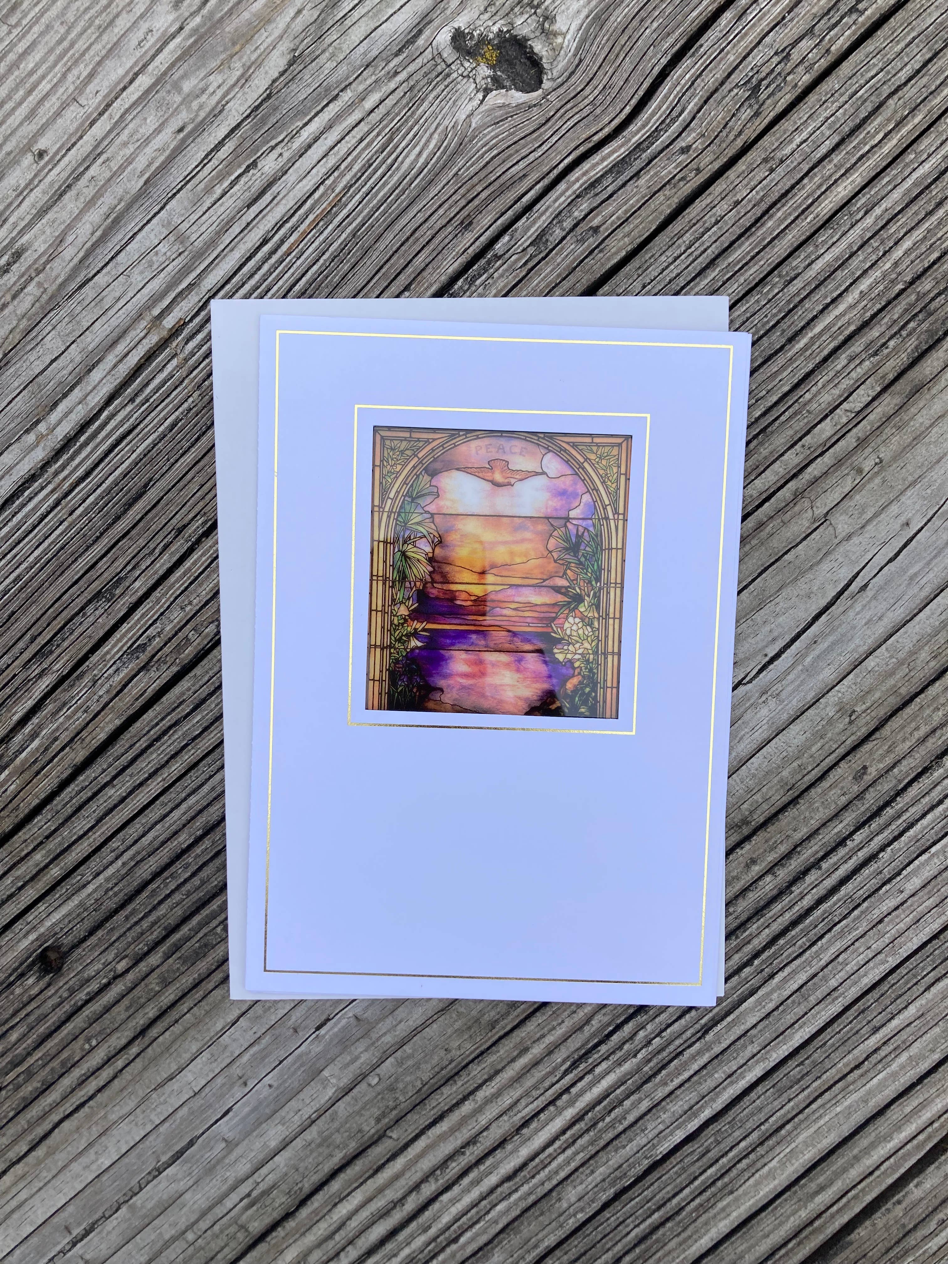 Bright Greetings - Wholesale Sympathy Card - Peace Tiffany stained glass sun-catcher greeting card | Symp