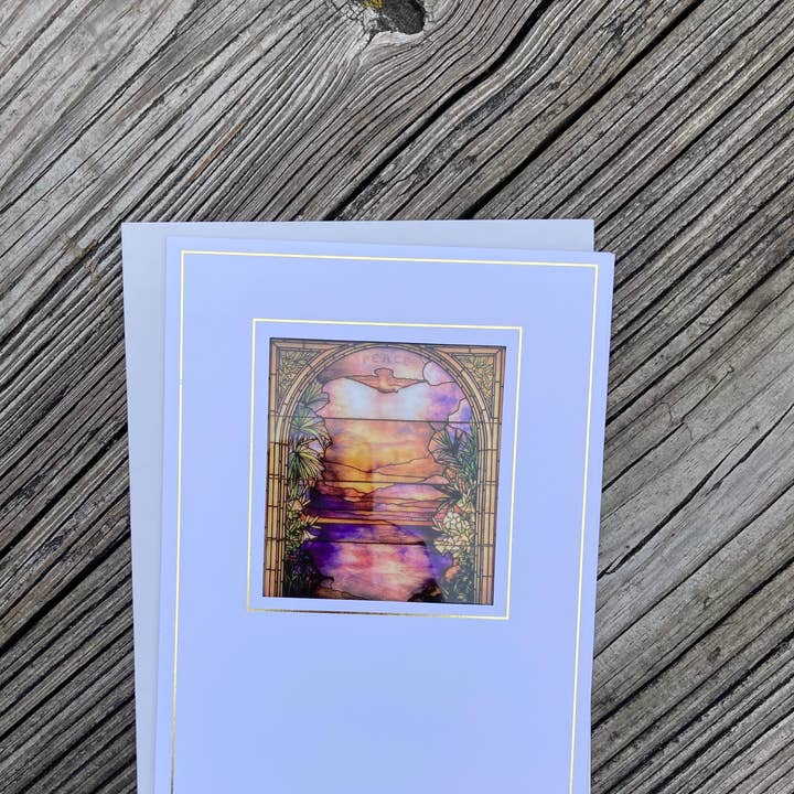 Bright Greetings - Wholesale Sympathy Card - Peace Tiffany stained glass sun-catcher greeting card | Symp0