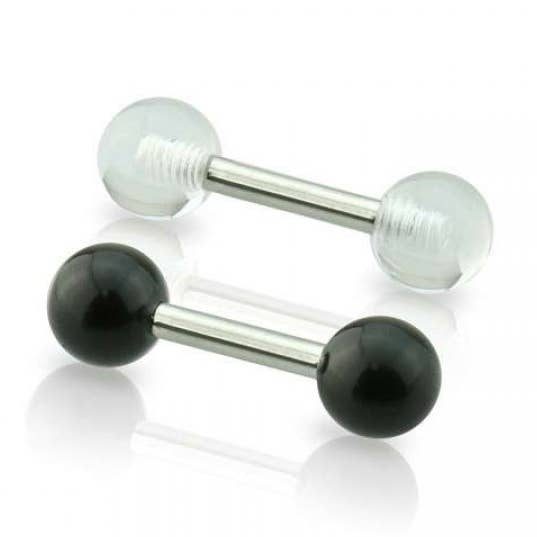 316L SS CARTILAGE / TRAGUS BARBELL WITH UV ACRYLIC BALLS for wholesale by CRAVE
