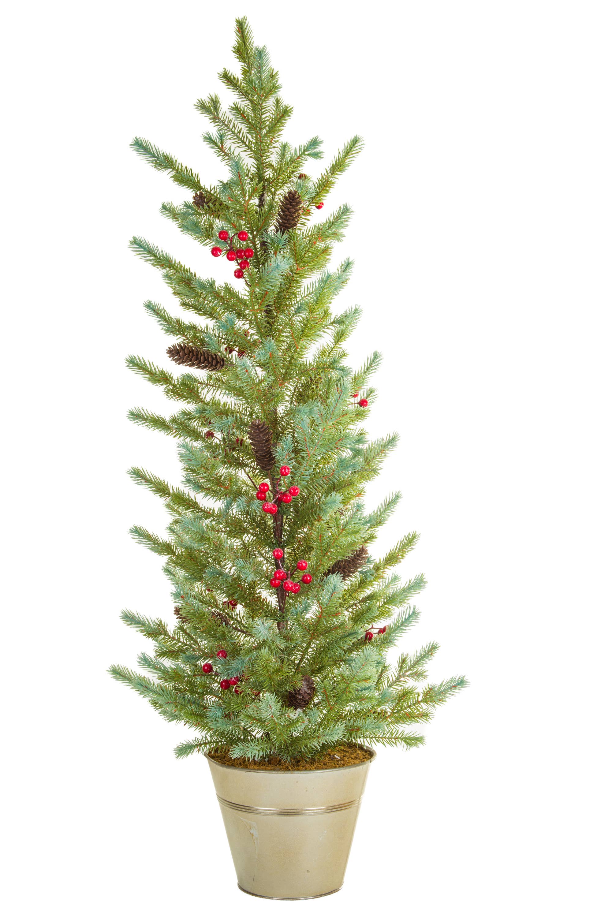 Starlight Collection – Engroshandel Kunstigt juletræ – Grønne juletræer i en sølvplantekasse3