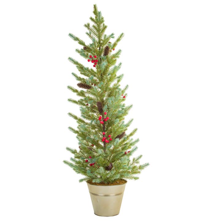 Starlight Collection - Wholesale Artificial Christmas tree - Green Christmas Trees in a silver planter3