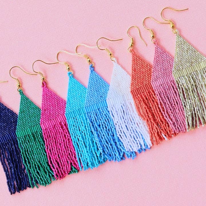 Pierce + Hide - Wholesale Tassel Earrings - Custom Beaded Diamond Fringe Earrings | Fringe Dangle