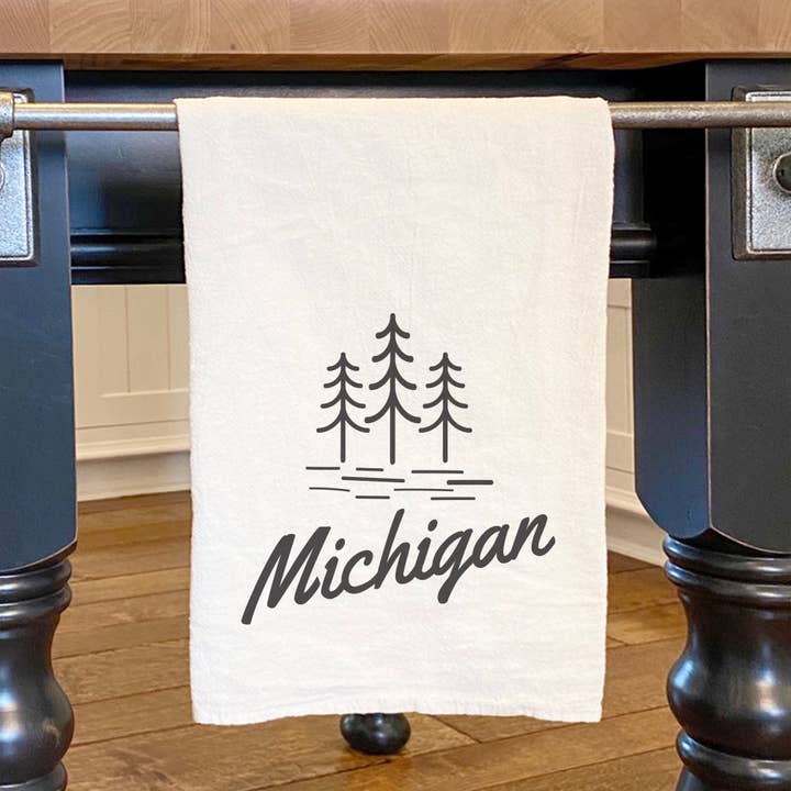 State with Trees - Custom Cotton Tea Towel for wholesale by North & Pine