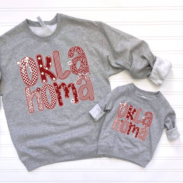OKLAHOMA bow Gildan sweatshirt or tee adult and kids for wholesale by Cotton Threads