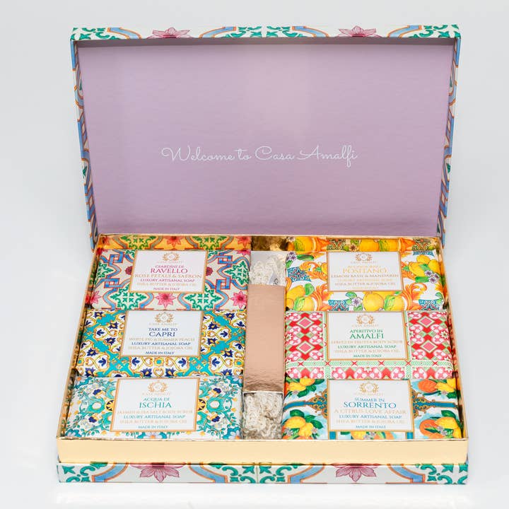 Casa Amalfi - Wholesale Soap Set - PINK 6 Pack soap bars + Sisal Bag