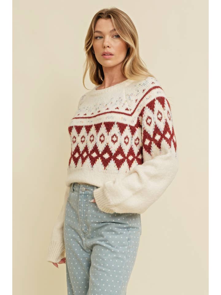 Ivory CSW13348K - LONG SLEEVE CHRISTMAS SWEATER for wholesale on Faire